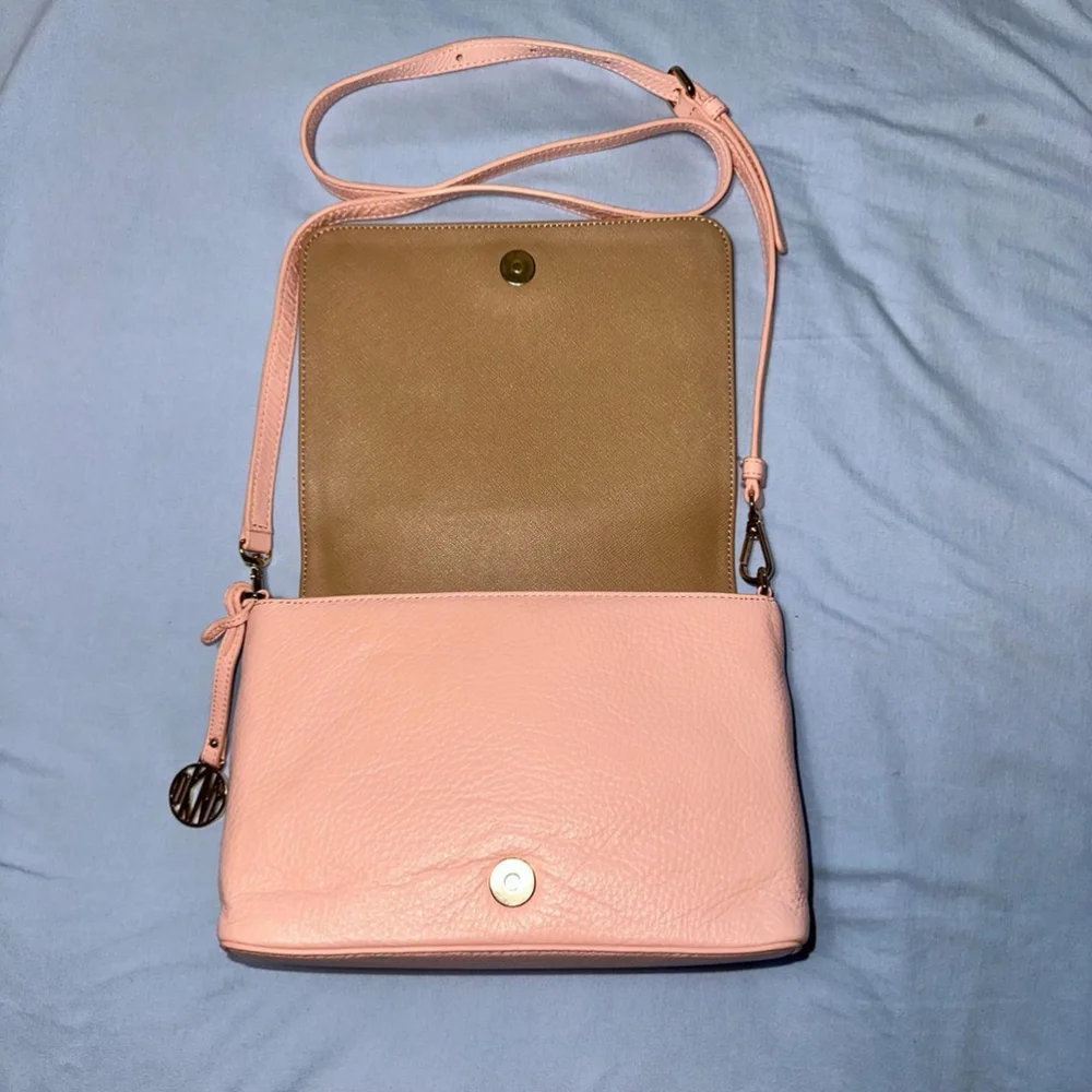 DNKY Pink Leather Crossbody Bag